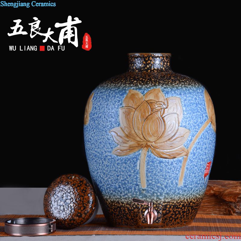 Jingdezhen ceramic barrel ricer box meter box storage insect-resistant moistureproof 5 kg10kg15 jin 20 jins 30 meters places with cover