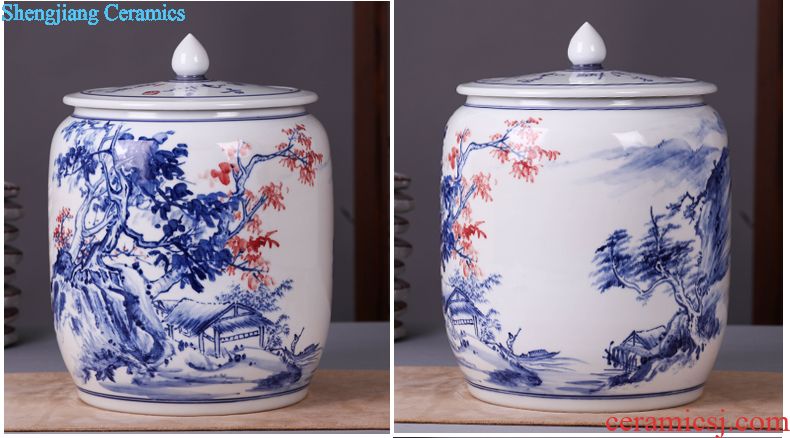 Jingdezhen ceramic archaize home sitting room flower vase of blue and white porcelain decorative furnishing articles rich ancient frame craft porcelain