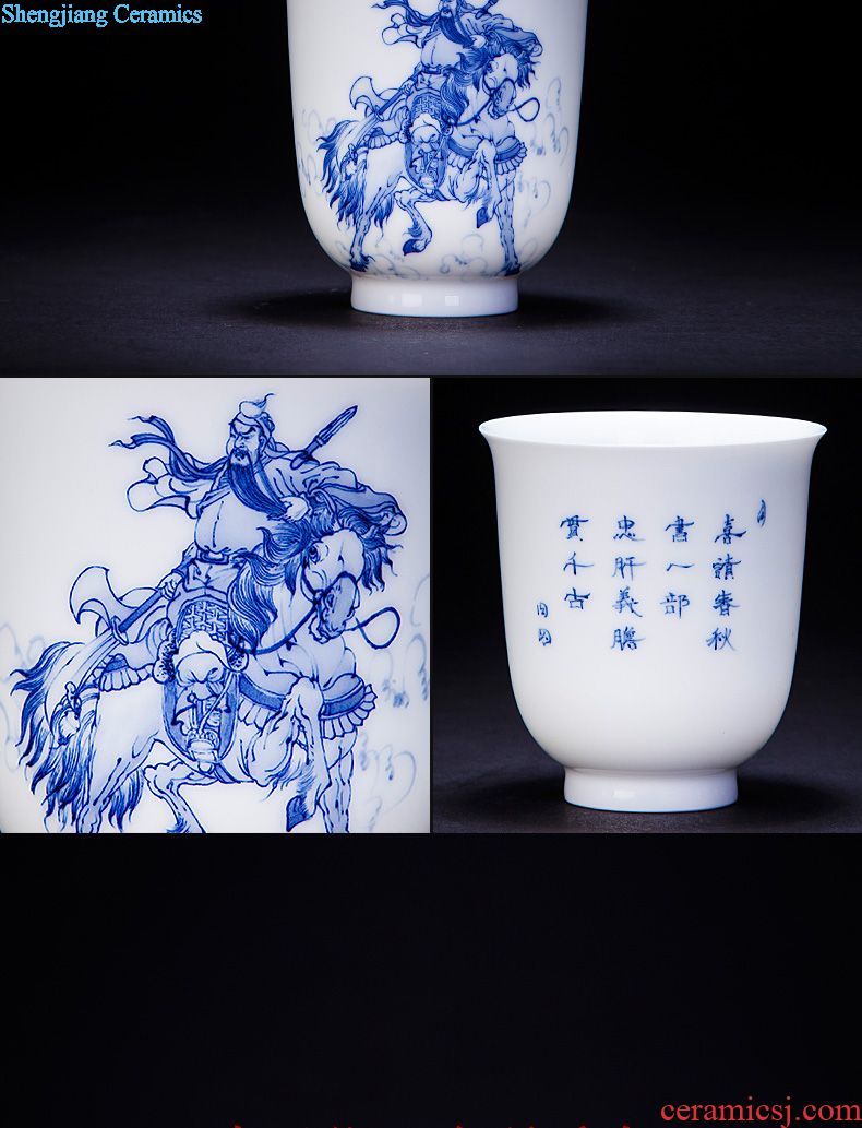 Sample tea cup personal glass ceramics jingdezhen blue and white "five tiger general set of hand-painted cup all hand kung fu tea cups