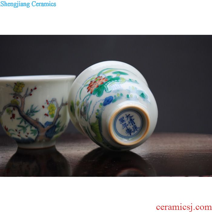 Owl kiln ceramic products all hand tea sets Pastel bowl jingdezhen hand-painted master cup single cup