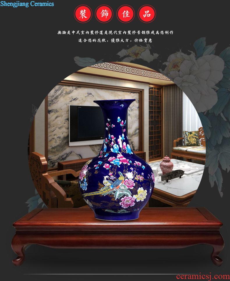 Jingdezhen ceramics flower vase creative flower implement the sitting room of Chinese style household soft adornment furnishing articles northern Europe