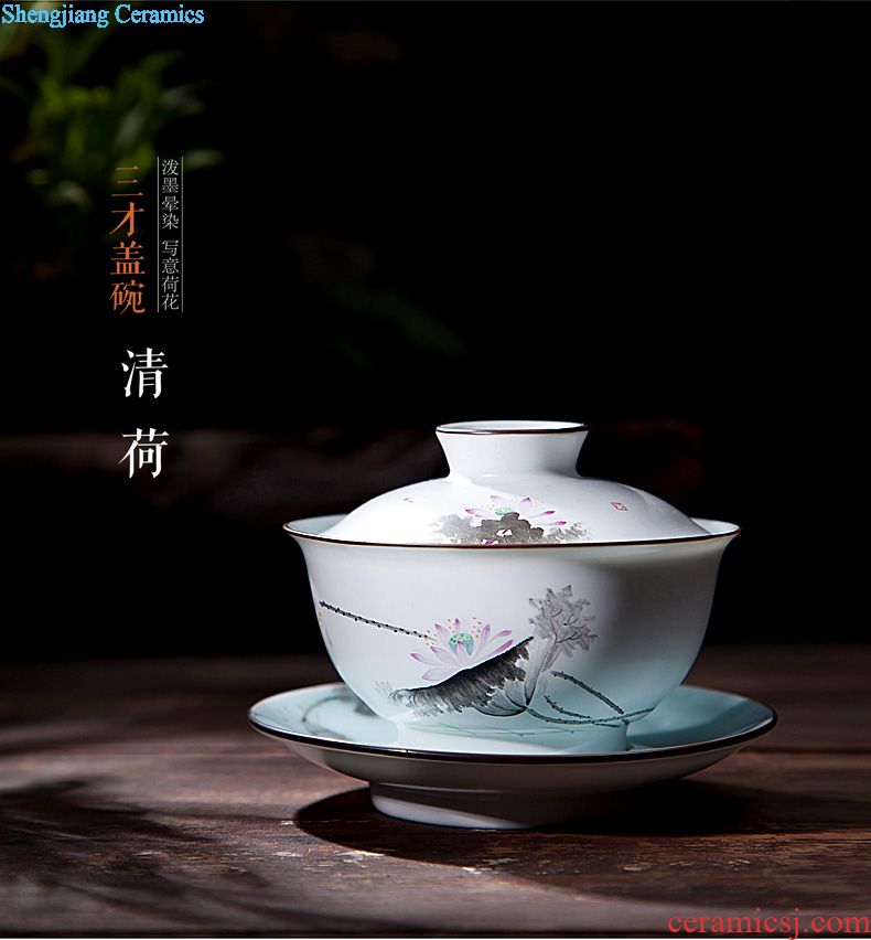 The big hand painted lotus kung fu jingdezhen ceramic sample tea cup tea cups manual single cup bowl with fine powder enamel