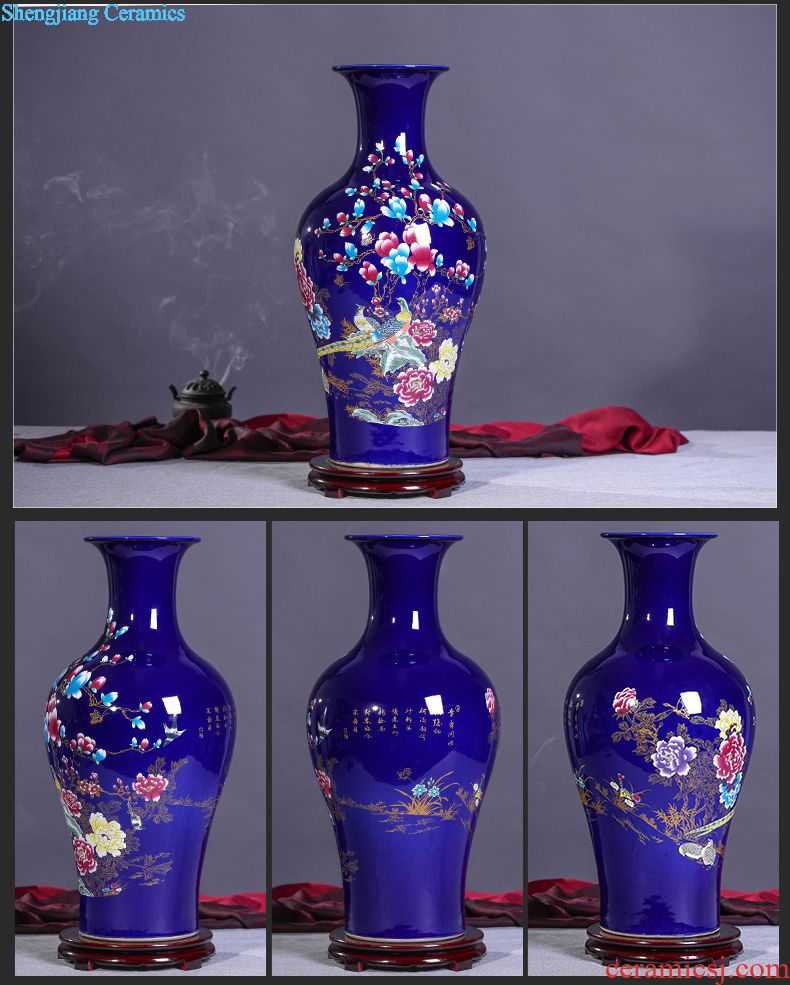 Jingdezhen ceramics flower vase creative flower implement the sitting room of Chinese style household soft adornment furnishing articles northern Europe