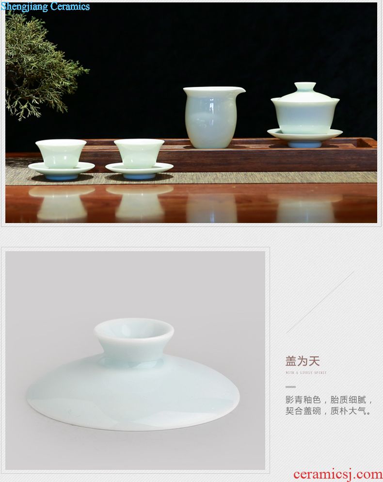 Three frequently hall tureen ceramic cups to bowl Jingdezhen kung fu tea set temmoku kiln S11036 tea bowl