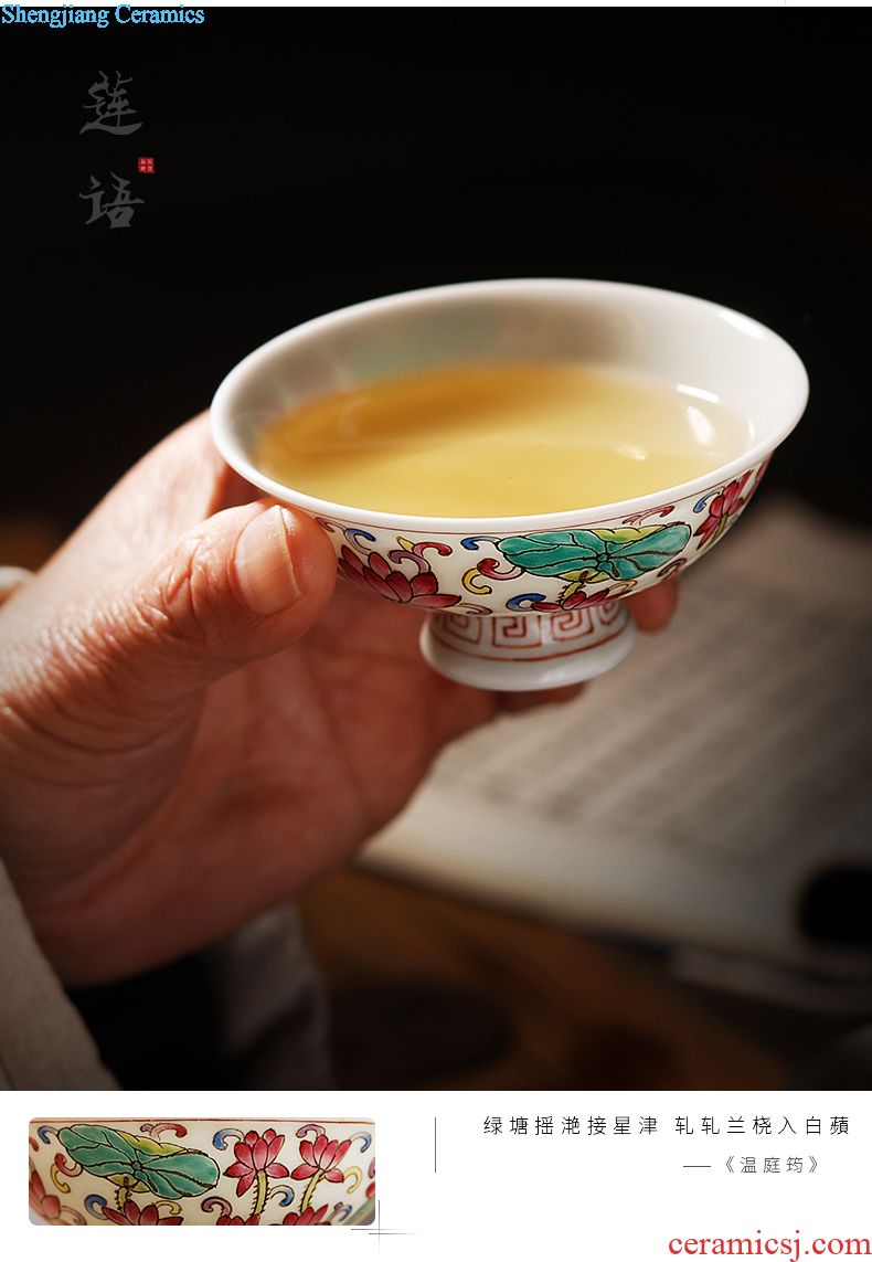 Owl kiln Jingdezhen tea sample tea cup hand-painted kung fu tea and flowers and birds Ceramics pu 'er tea cup, individual cup
