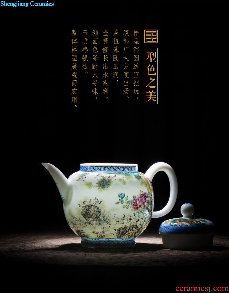 SAN ji blue paint all hand three tureen large cups Jingdezhen ceramic kung fu tea tea bowl