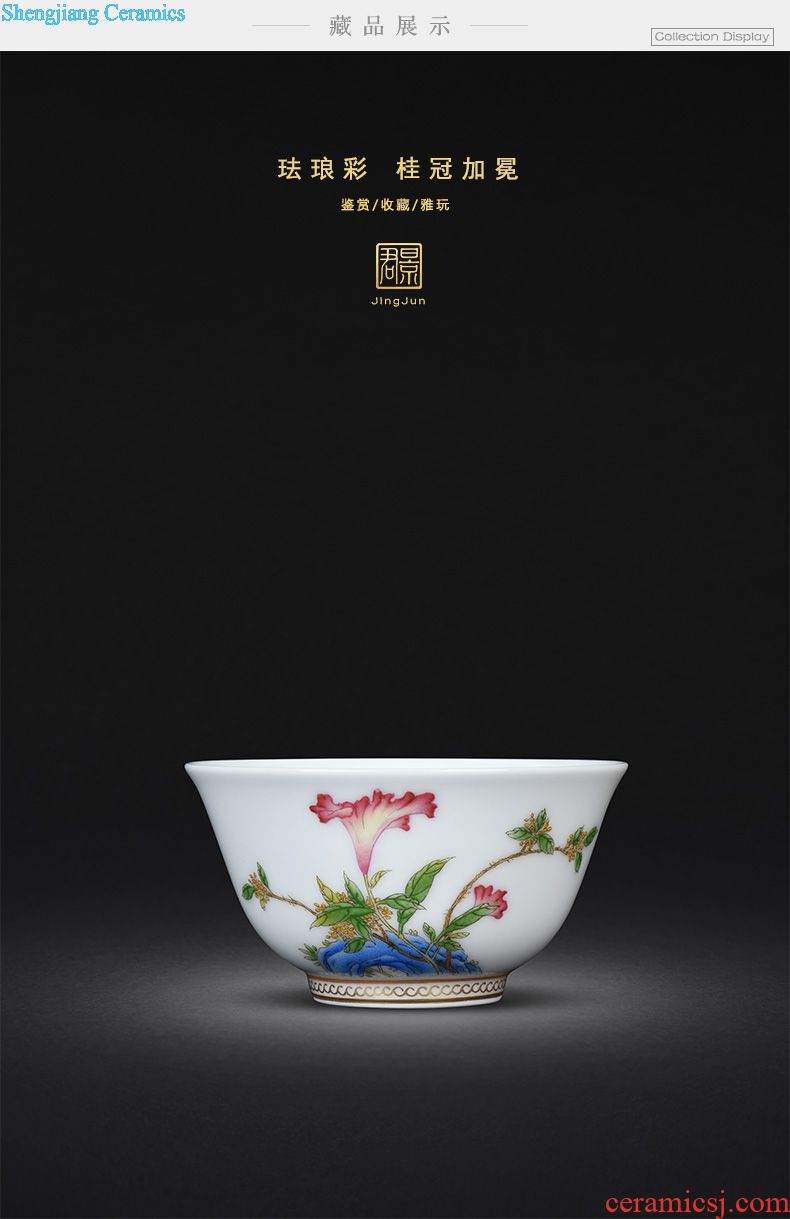 JingJun jingdezhen high-end hand-painted color ink landscape sample tea cup kung fu tea cups ceramic masters cup