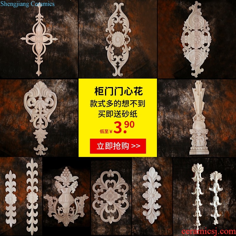 Dongyang woodcarving european-style decals solid wood carve patterns or designs on woodwork circular flower piece of solid wood applique adornment American woodcarving craft Angle