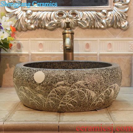 JingYuXuan jingdezhen ceramic art basin stage basin sinks the sink basin small oval chrysanthemum