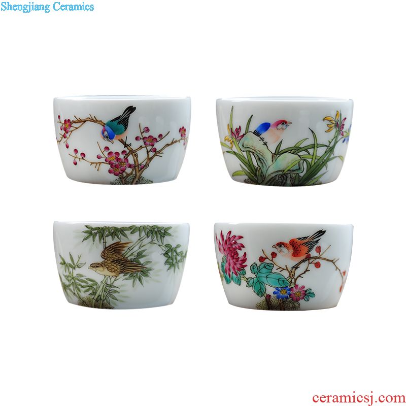 Manual jingdezhen ceramic kung fu tea cup single cup color thread flower sample tea cup hand-painted personal small tea cups