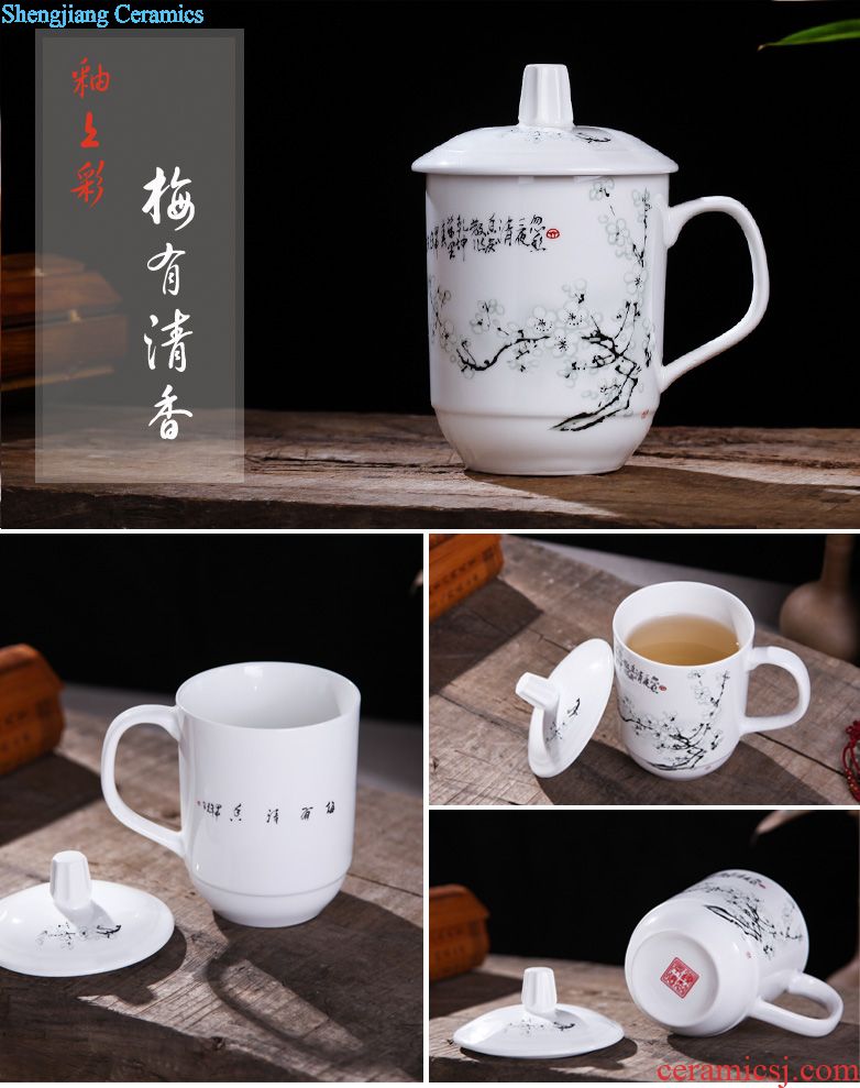 Ceramic cups with cover filter tea cup hand-painted glass household China cups jingdezhen tea custom office