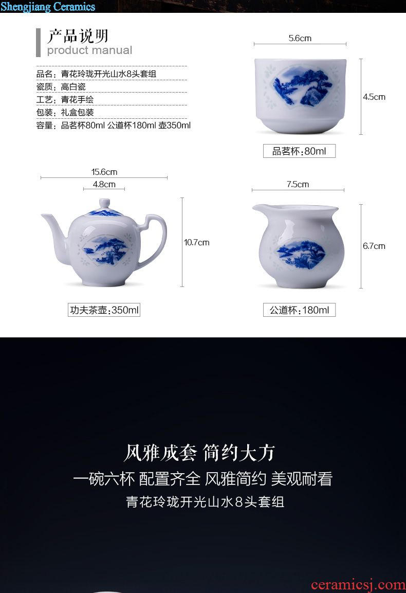 Holy big ceramic kung fu masters cup hand-painted porcelain cups water lotus pattern sample tea cup manual of jingdezhen tea service