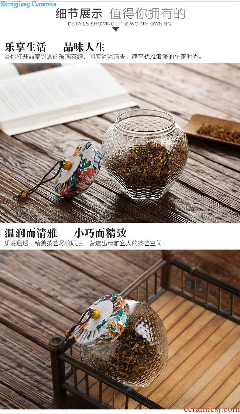 The three regular caddy ceramic seal pot of tea warehouse storage POTS mini small household S51057 receive jar