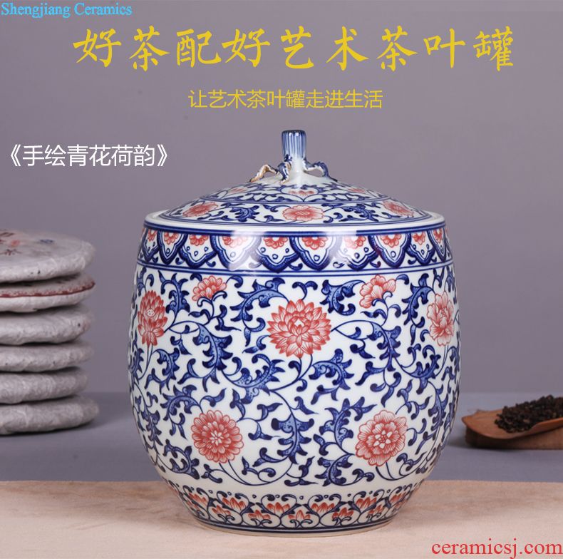 Jingdezhen ceramic POTS of tea pot, box seal storage tank of blue and white porcelain household storage POTS