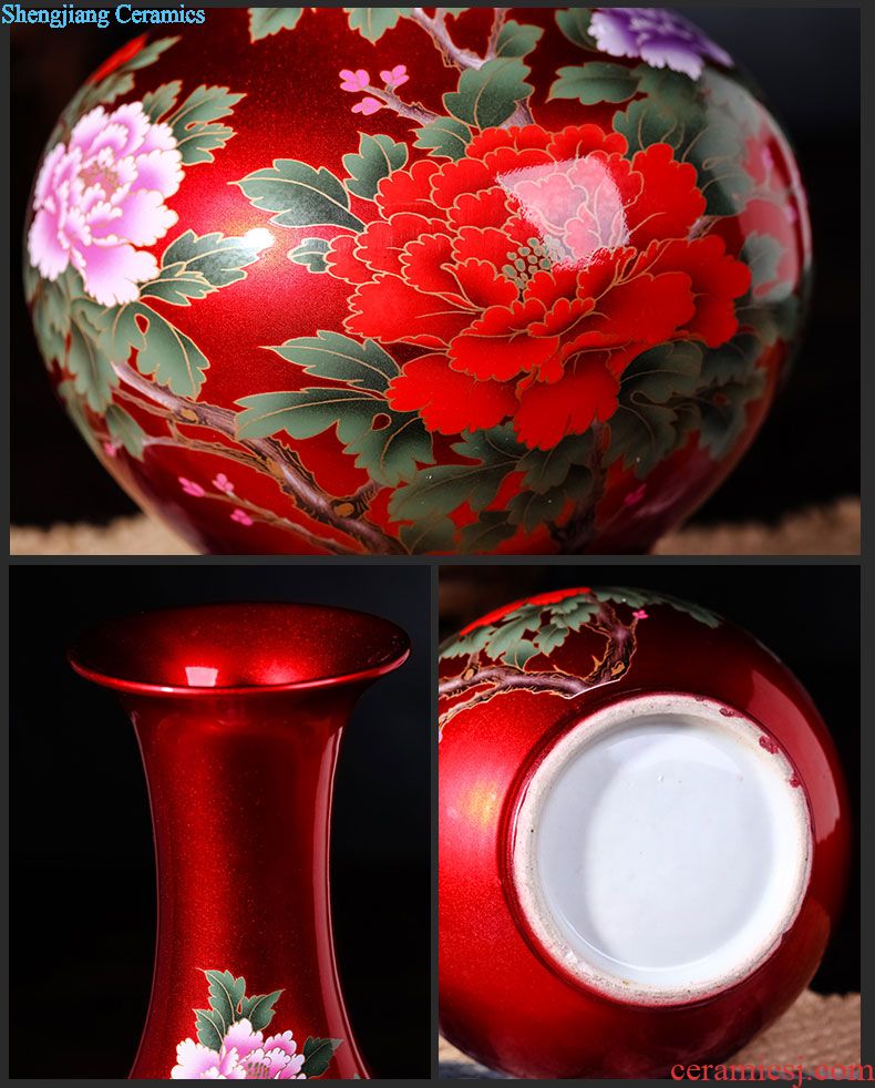 Jingdezhen ceramic new Chinese style living room table flower arranging flower vase furnishing articles home TV ark porcelain arts and crafts