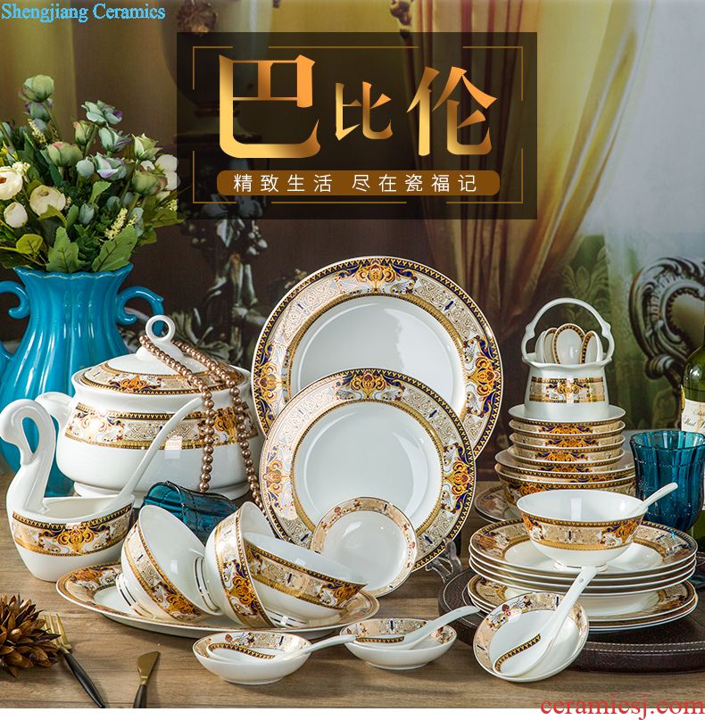 Cutlery set table jingdezhen bowls of bone plates suit household combination of Chinese style and contracted ceramic tableware gifts