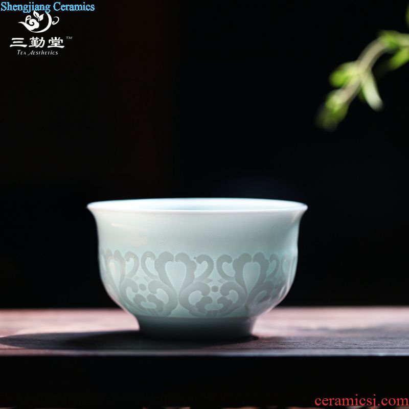 Three frequently hall of ceramic filter cups tea cup Jingdezhen tea home office with cover celadon tea cup