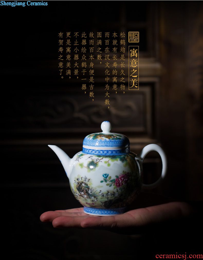 SAN ji blue paint all hand three tureen large cups Jingdezhen ceramic kung fu tea tea bowl