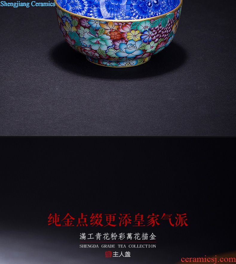 Tureen large ceramic cups hand-painted dragonflies only three tureen all hand fat white bowl jingdezhen kung fu tea set