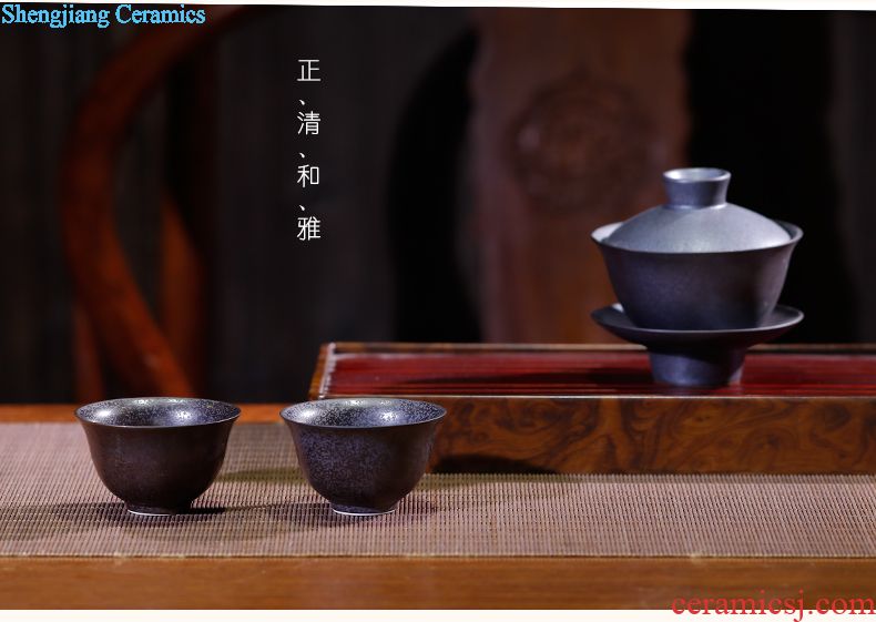 Three frequently metal glaze sample tea cup Jingdezhen ceramic kung fu tea set personal single cup size hand master cup