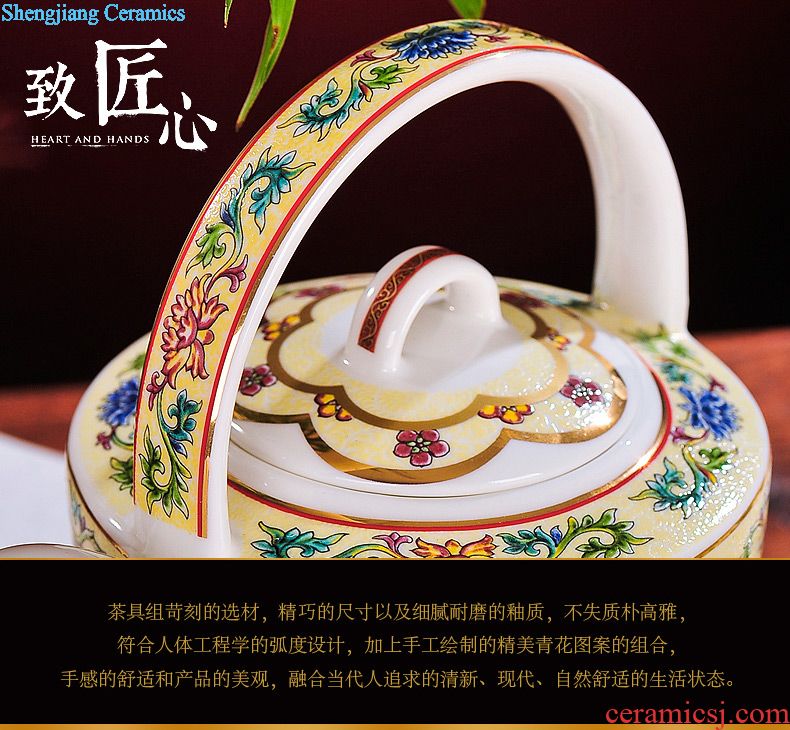 Jingdezhen colored enamel wine suit household ceramics hip wine liquor cup tray antique Chinese court points