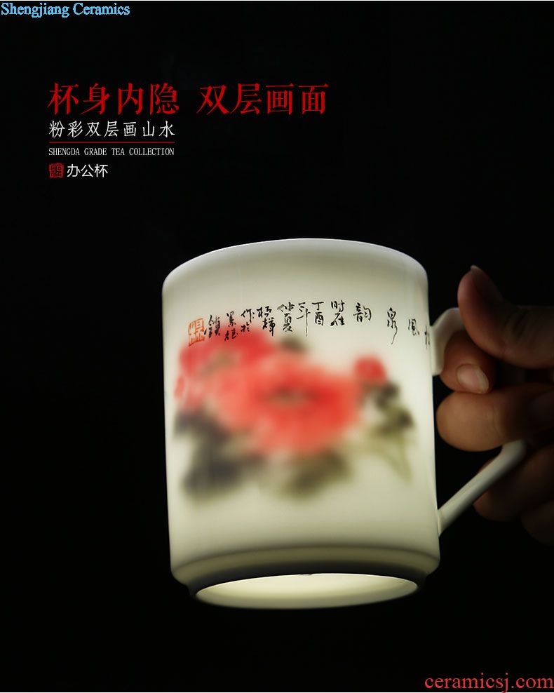 Holy big ceramic kung fu tea sample tea cup blue and white porcelain painting of flowers and chrysanthemum patterns cup set cup of jingdezhen tea service master