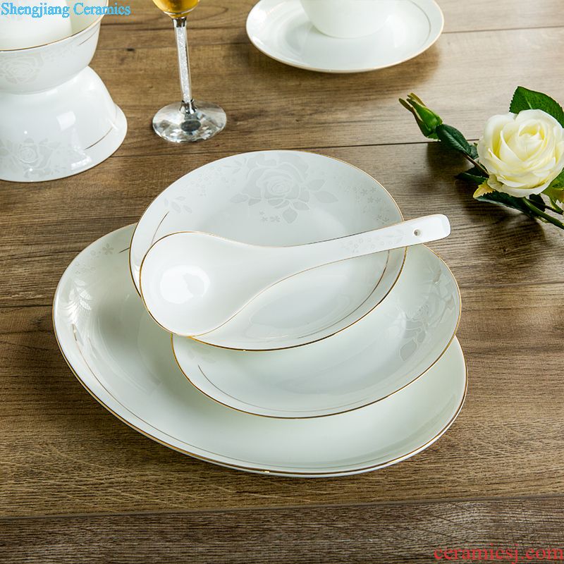 Dishes suit household jingdezhen bowls daily bone bone porcelain tableware suit ceramic dishes gifts at home