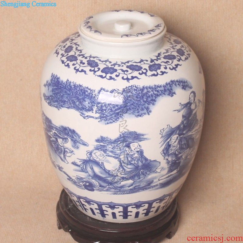 Hand-painted jingdezhen ceramic bottle 5 jins of bubble bottles decoration bottle small jars Seal the bottle An empty bottle