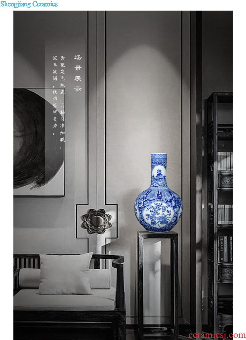 Hand-painted JingJun jingdezhen ceramics crafts are blue and white porcelain vases, flower arrangement sitting room of Chinese style household decorations