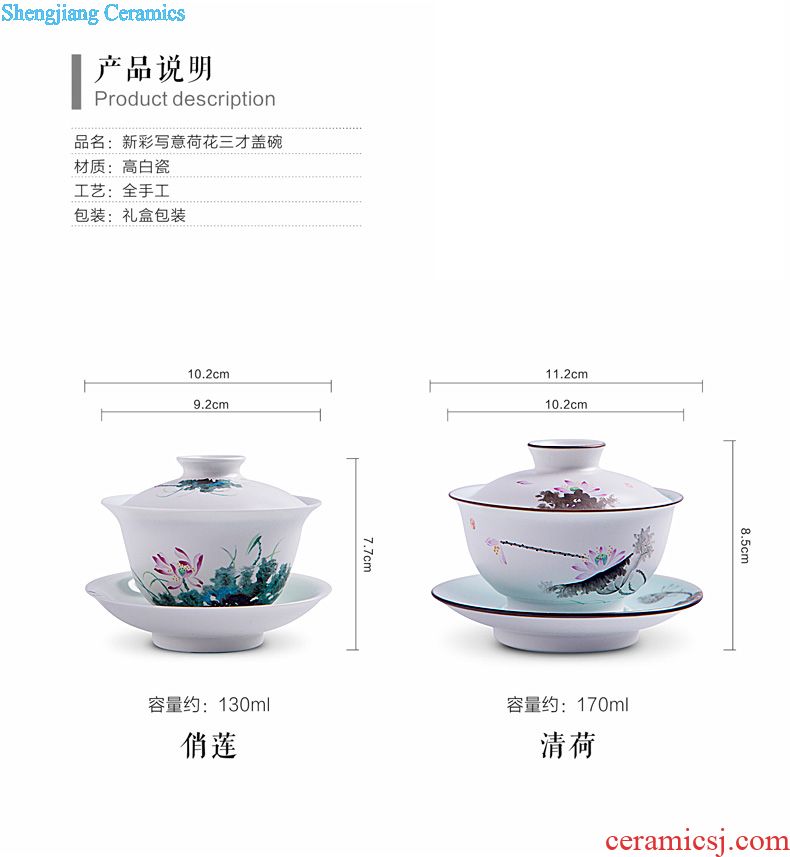 The big hand painted lotus kung fu jingdezhen ceramic sample tea cup tea cups manual single cup bowl with fine powder enamel