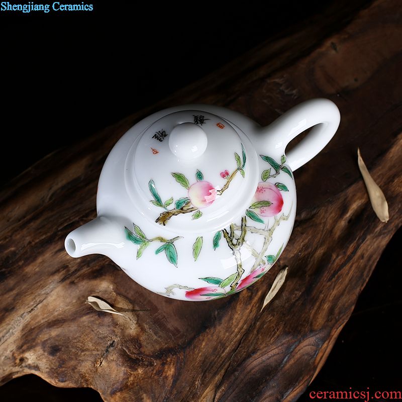 Jingdezhen ceramic hand-painted enamel teapot manual snow jade porcelain teapot small household kung fu tea pot
