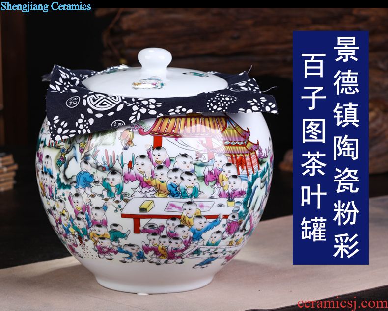 Jingdezhen ceramic cake tea cake the seventh, peulthai the large tea caddy household box seal pot