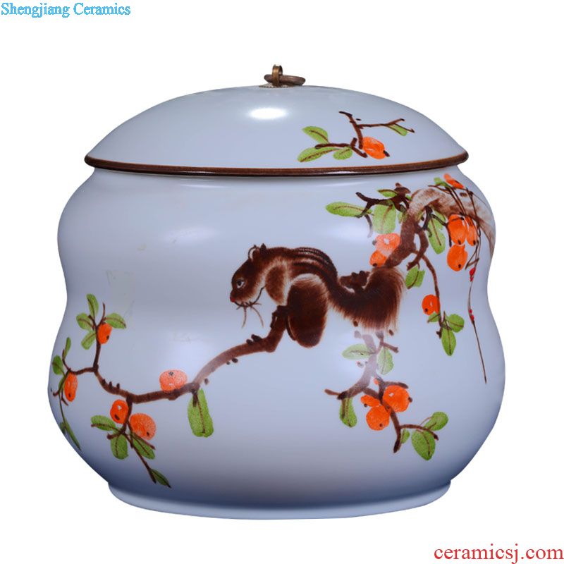 Jingdezhen ceramic hand-painted caddy large puer tea pot box general household handmade quality restoring ancient ways