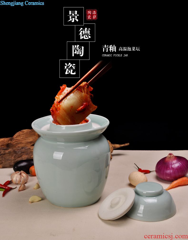 Jingdezhen ceramic jar keep it sealed aged 30 jin wine GuanPing white bubble jars of household