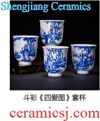 Sample tea cup individual cup of jingdezhen ceramic color hand-painted porcelain dou "four love figure" set of kung fu tea cups of hand