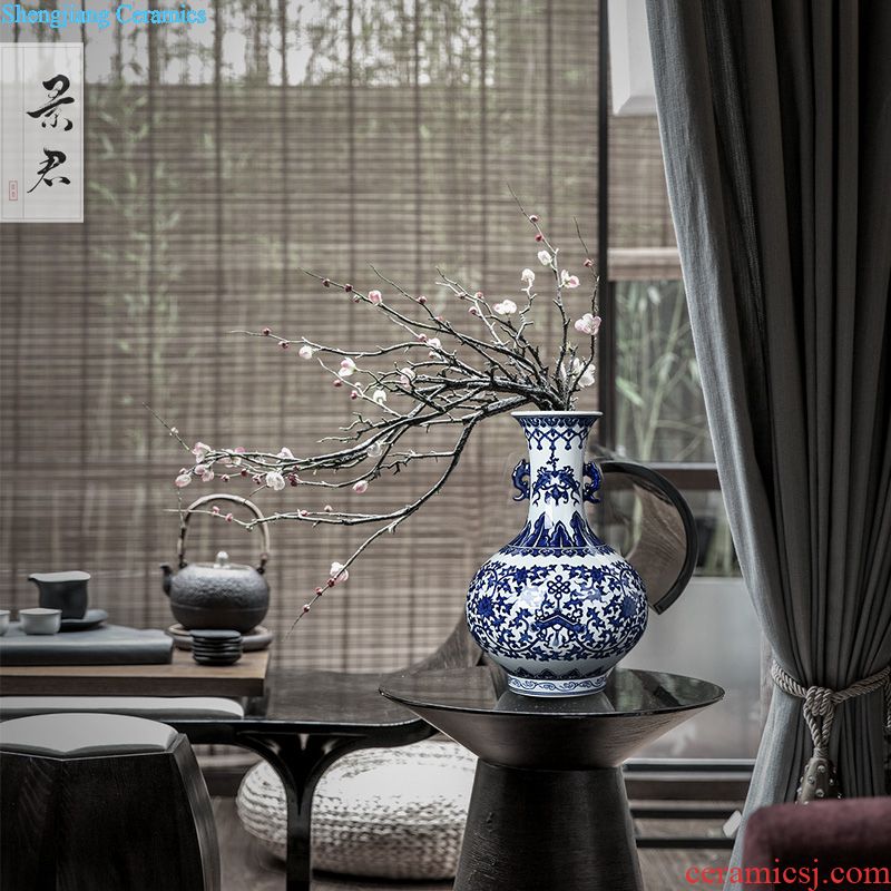 Hand-painted JingJun jingdezhen ceramics crafts are blue and white porcelain vases, flower arrangement sitting room of Chinese style household decorations