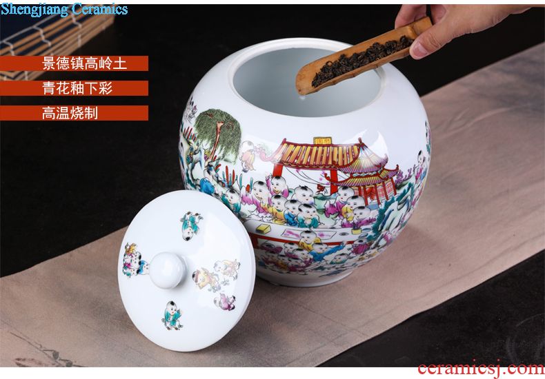 Jingdezhen ceramic cake tea cake the seventh, peulthai the large tea caddy household box seal pot