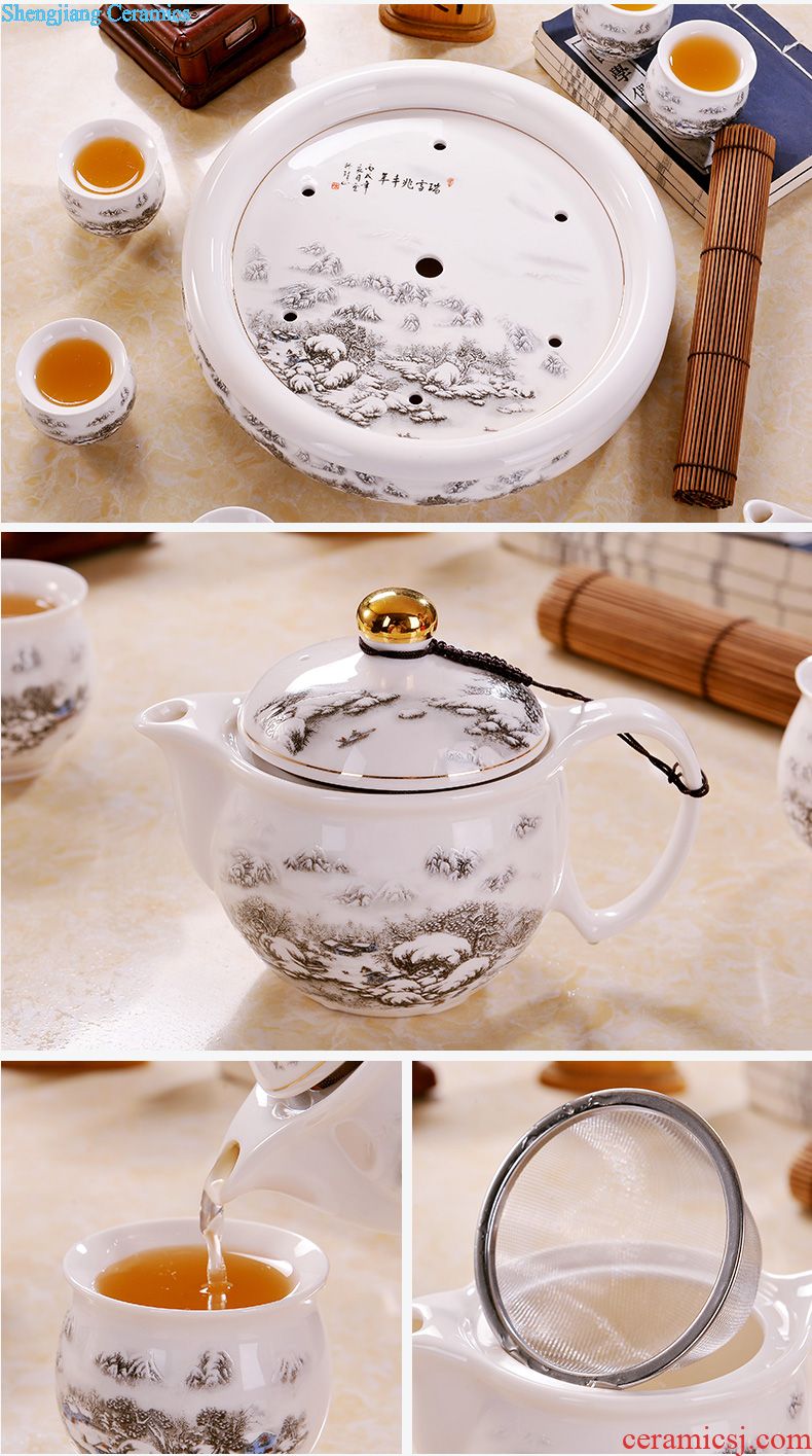 Jingdezhen tea set suits domestic high-grade double kung fu tea set ceramic teapot teacup tea tray of a complete set of tea