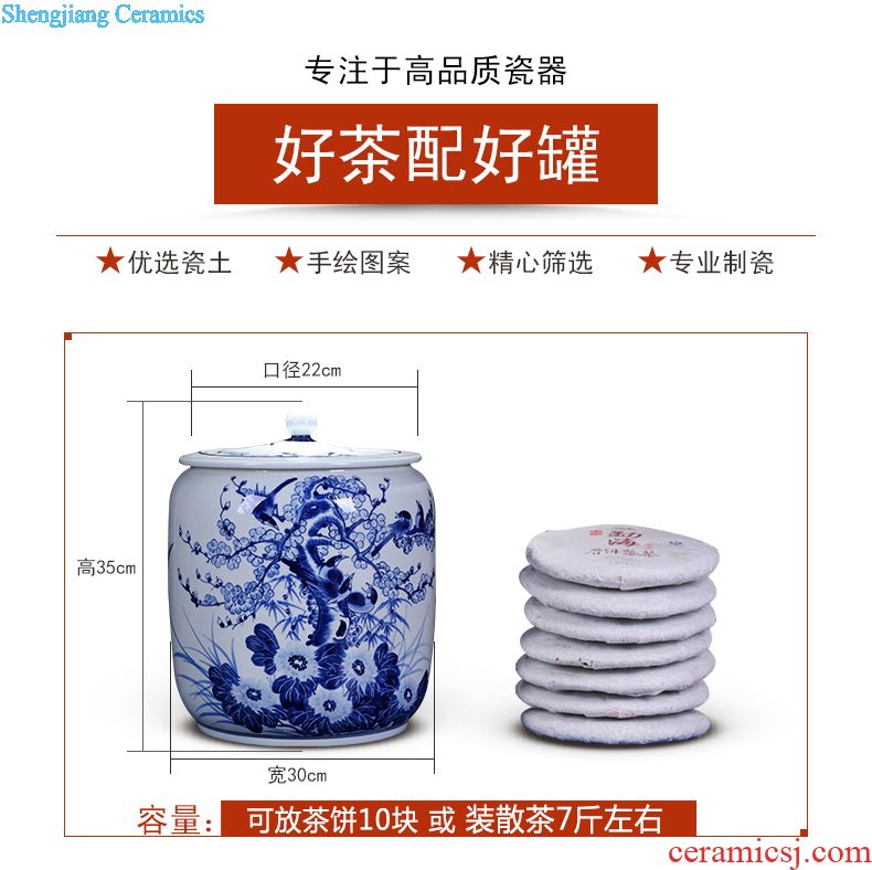 Jingdezhen ceramics tea cake caddy large seal decorative pot sitting room household act the role ofing is tasted snack jars