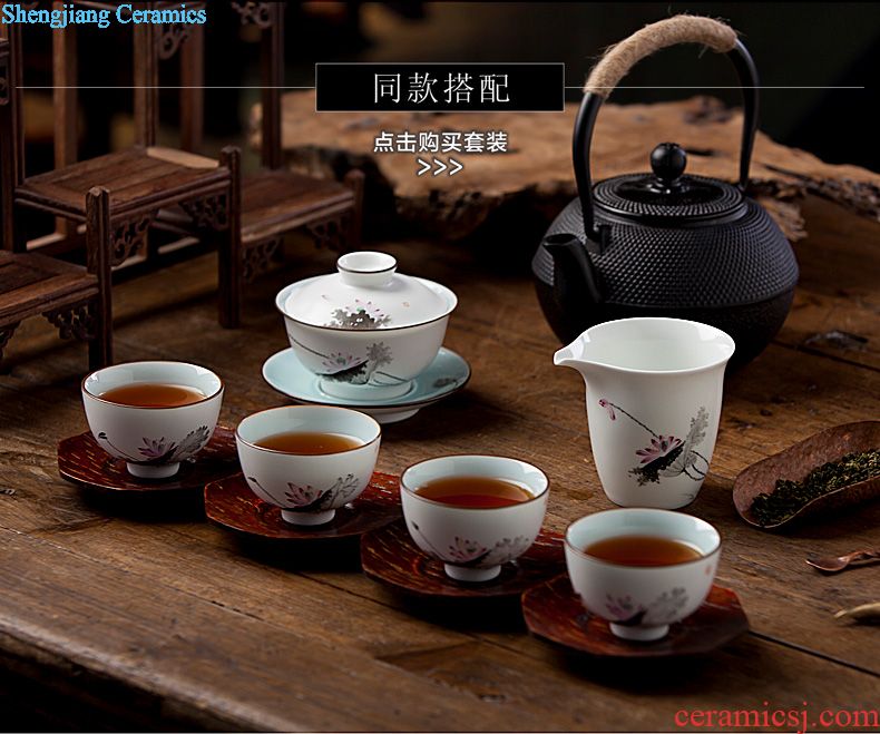 The big hand painted lotus kung fu jingdezhen ceramic sample tea cup tea cups manual single cup bowl with fine powder enamel