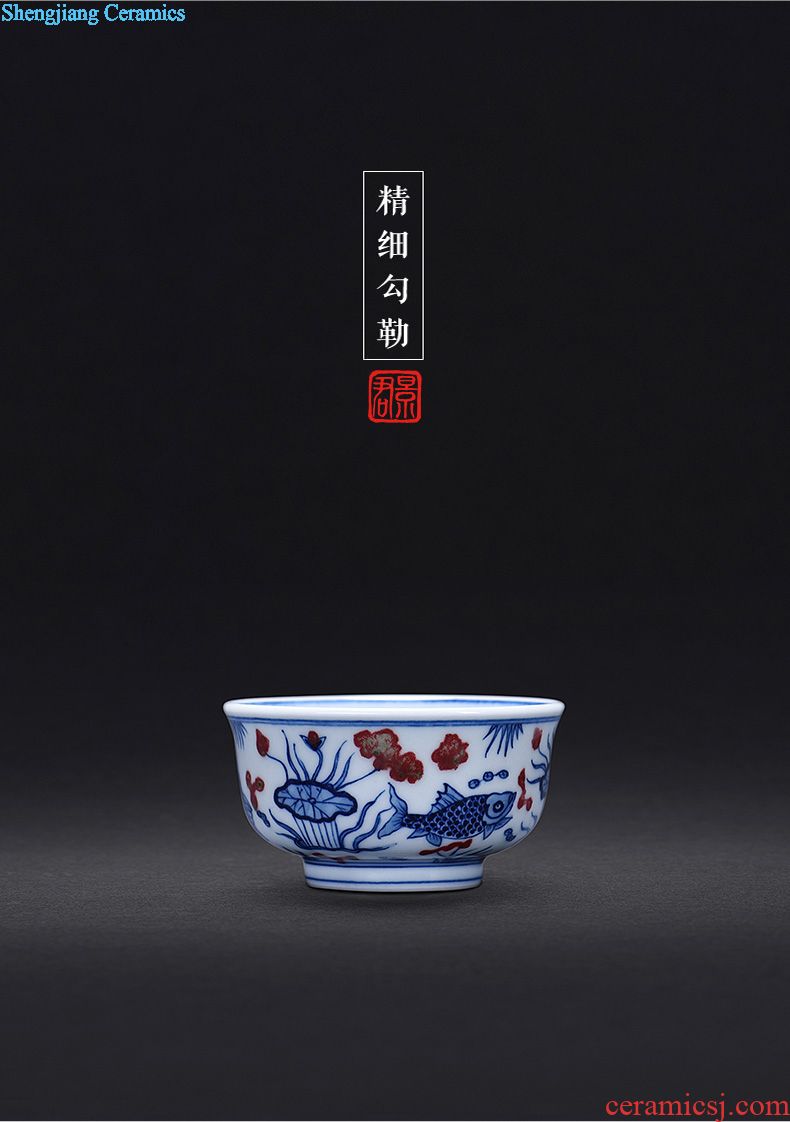 JingJun colored enamel cup of jingdezhen ceramic masters cup single cup your kiln kung fu tea set hand-painted zodiac personal cup