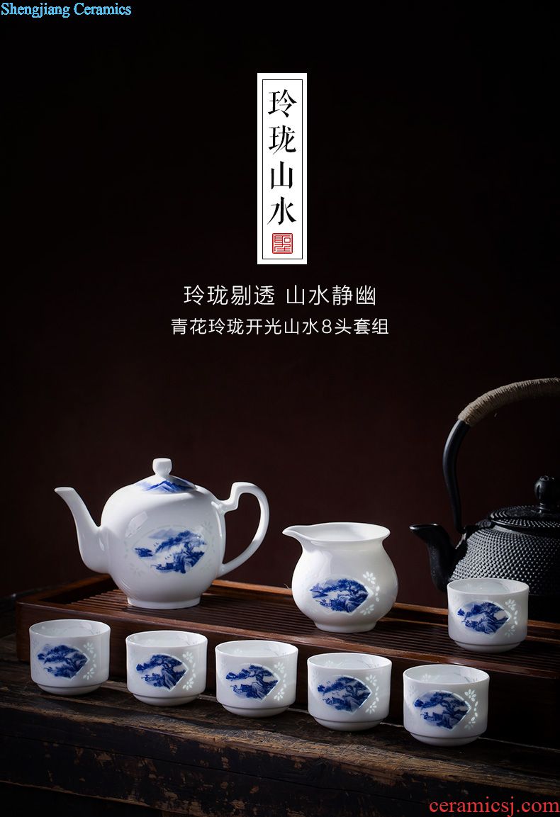 Holy big ceramic kung fu masters cup hand-painted porcelain cups water lotus pattern sample tea cup manual of jingdezhen tea service