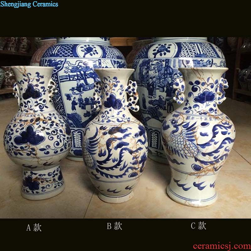 Fashion ceramic porcelain barrel jingdezhen ceramic porcelain storage tank storage cover unleaded environmental ceramic pot