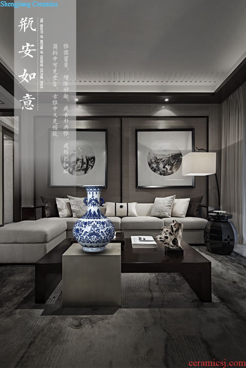 Hand-painted JingJun jingdezhen ceramics crafts are blue and white porcelain vases, flower arrangement sitting room of Chinese style household decorations