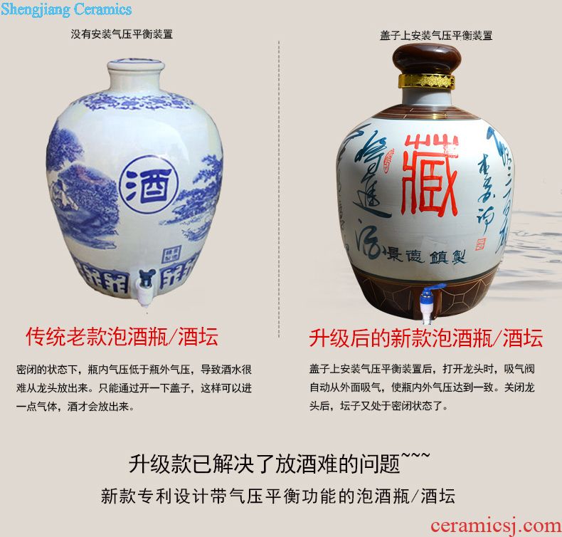 Jingdezhen ceramic jars it sijunzi jugs of archaize jars bubble bottle with tap 20 jins 30 jins 50 pounds