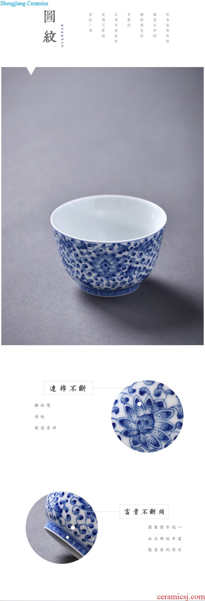 JingJun Jingdezhen porcelain Hand-painted high-grade household adornment blue and white porcelain vase
