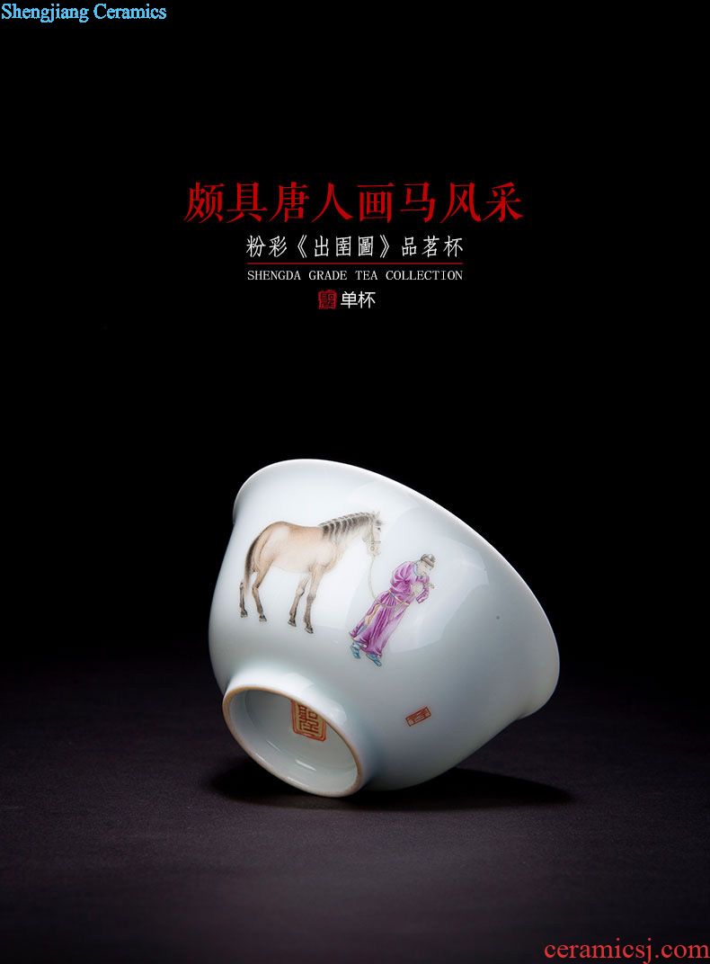 Holy big ceramic sample tea cup free hand-painted porcelain figure master weng travel cup one cup of jingdezhen kung fu tea set