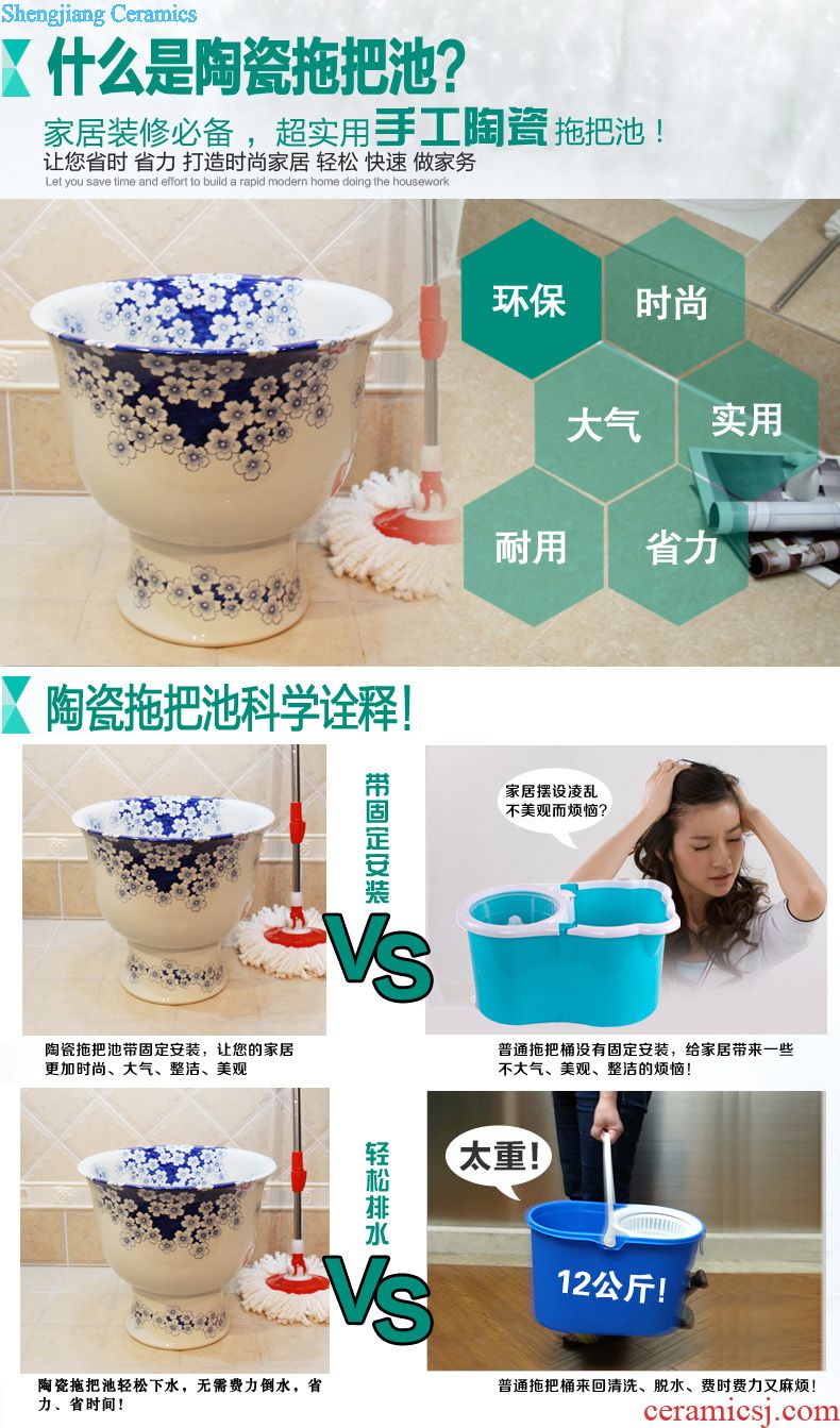 JingYuXuan jingdezhen ceramic basin retro blue tie up branch lotus pillar pillar lavatory basin basin on stage