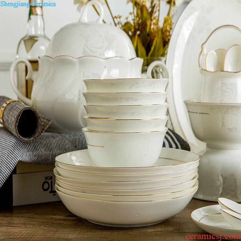 Dishes suit household jingdezhen bowls daily bone bone porcelain tableware suit ceramic dishes gifts at home