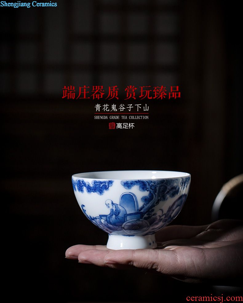 Holy big blue and white painting of flowers and bamboo office cup hand-painted ceramic tea cup with lid handle all hand of jingdezhen tea service